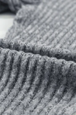 Clearance Dear-Lover Wide Waistband Ribbed Textured Knit Leggings Gray