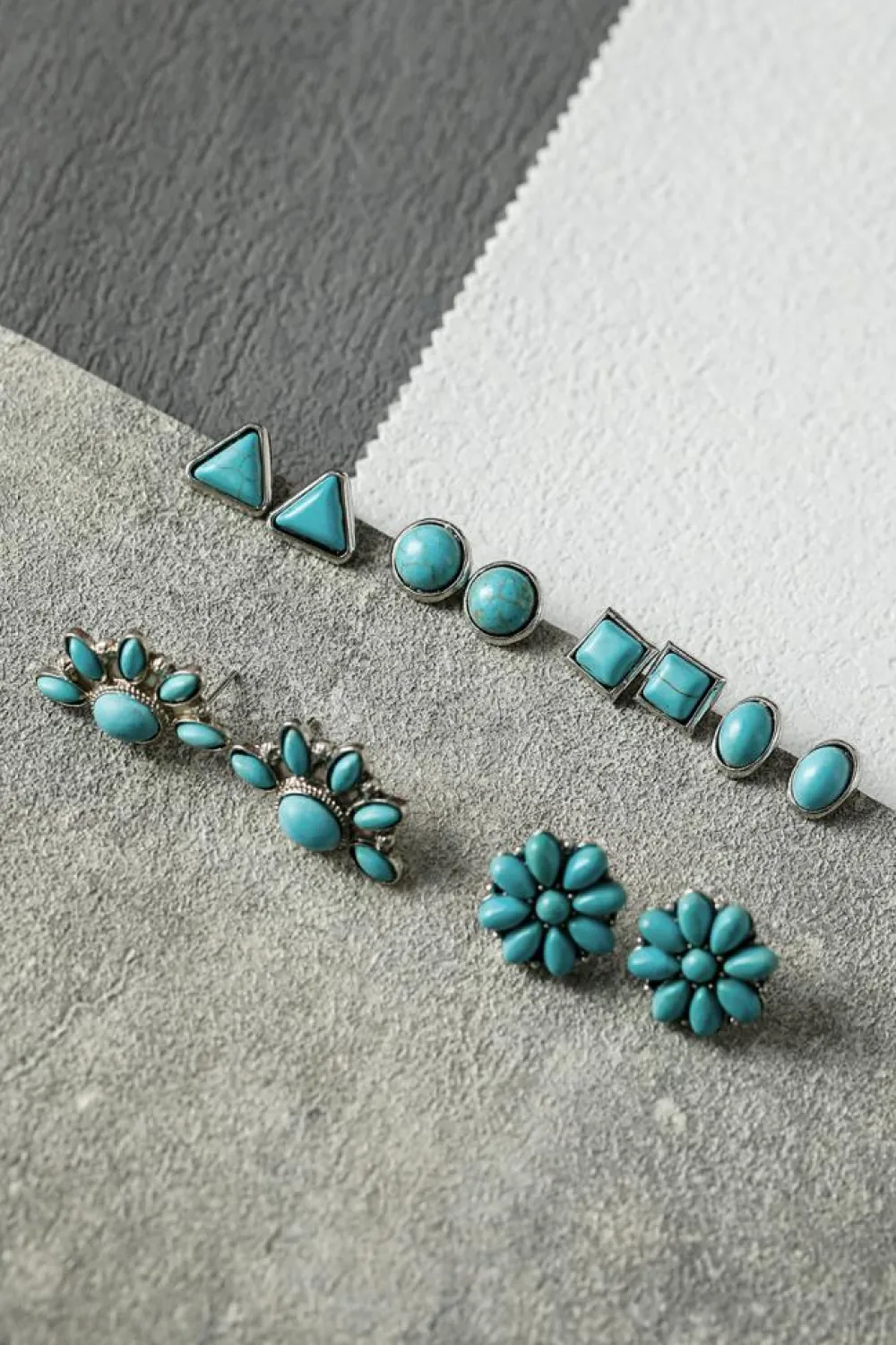 Fashion Dear-Lover 6 Pair Turquoise Boho Vintage Earrings Set Green