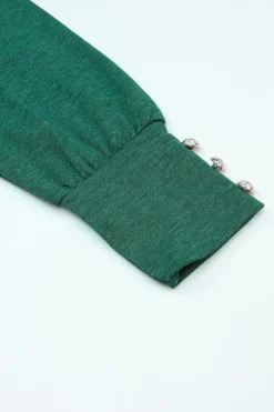 Best Dear-Lover Asymmetrical Cut Out Buttoned Long Sleeve Top Green