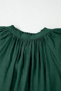 Outlet Dear-Lover Eyelet Embroidered Sleeve Tie V Neck Blouse Green Bay