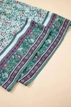 Best Dear-Lover Bohemian Floral Ruffle Bottom Spaghetti Strap Jumpsuit Green