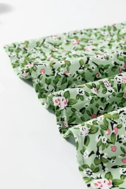 Clearance Dear-Lover Boho Floral V Neck Wrap Short Sleeve Blouse Green