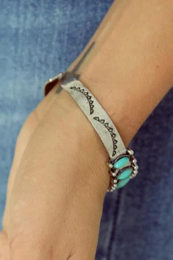 Fashion Dear-Lover Boho Turquoise Gem Beaded Open Bracelet Green