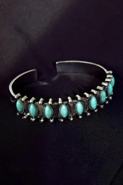 Fashion Dear-Lover Boho Turquoise Gem Beaded Open Bracelet Green