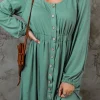 Best Dear-Lover Button Up High Waist Long Sleeve Dress Green