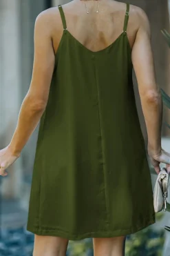 Discount Dear-Lover Buttoned Slip Dress Green