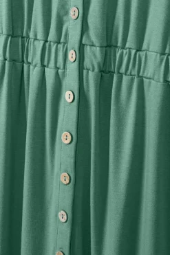 Hot Dear-Lover Buttons Sleeveless High Waist Mini Dress Green