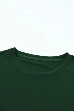 Sale Dear-Lover Casual Plain Crew Neck Tee Green