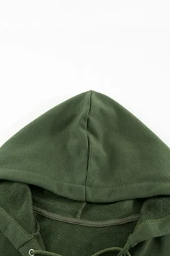 Fashion Dear-Lover Casual Solid Color Lace-up Hoodie Green