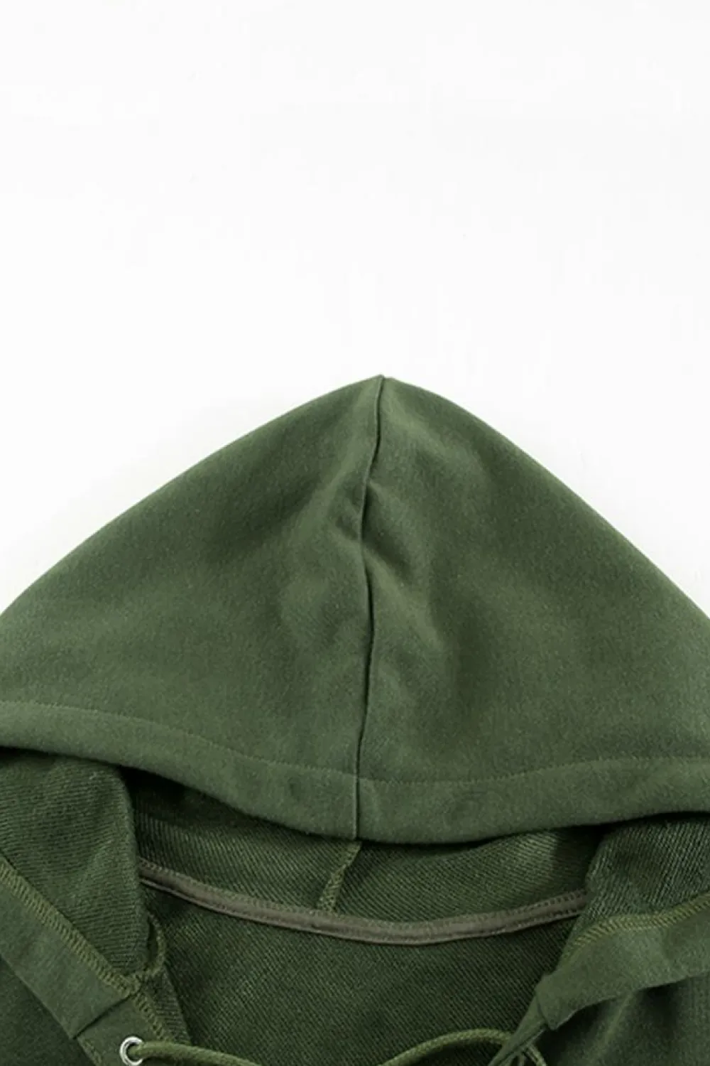 Fashion Dear-Lover Casual Solid Color Lace-up Hoodie Green