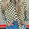 Discount Dear-Lover Checkerboard Printed Drop Shoulder Loose Casual Shirt Green