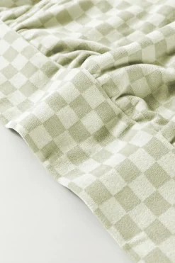 Best Dear-Lover Checkered Print Kangaroo Pocket Drawstring Hoodie Green