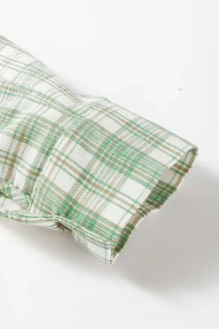 Online Dear-Lover Checkered Print Loose Fit Buttoned Hooded Shacket Green