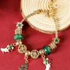 Best Dear-Lover Christmas Pendant Adjustable Plated Beaded Bracelet Green