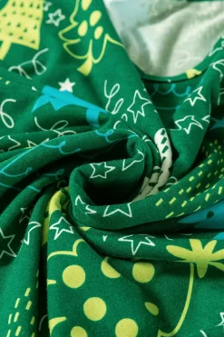 Fashion Dear-Lover Christmas Tree Print V Neck Tee and Pants Lounge Set Green