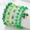 Sale Dear-Lover Clover Pendant Beaded 5pcs Bracelet Set Green