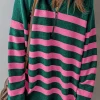 Best Dear-Lover Collared Quarter Zipper Oversized Sweater Green
