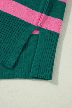 Best Dear-Lover Collared Quarter Zipper Oversized Sweater Green