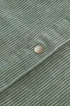 Clearance Dear-Lover Color Block Button Down Hooded Corduroy Jacket Green