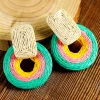 Discount Dear-Lover Colorblock Grass Vine Hoop Crochet Earrings Green