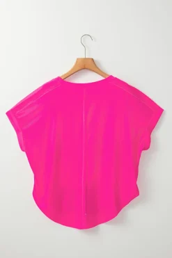 New Dear-Lover Colorblock Rounded Hem Loose T Shirt Green