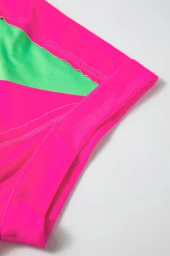 New Dear-Lover Colorblock Rounded Hem Loose T Shirt Green