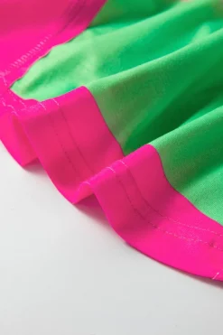 New Dear-Lover Colorblock Rounded Hem Loose T Shirt Green