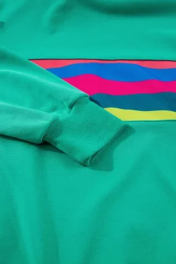 Sale Dear-Lover Colorful Striped Accent Long Sleeve T Shirt Green