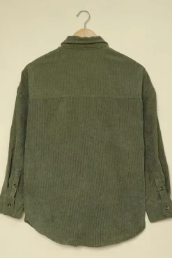 Discount Dear-Lover Corduroy Button Pocket Shirt Green