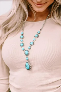 Outlet Dear-Lover Crackle Turquoise Water Drop Accent Necklace Green
