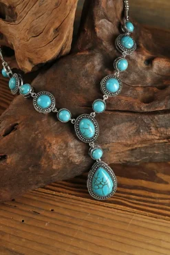 Outlet Dear-Lover Crackle Turquoise Water Drop Accent Necklace Green
