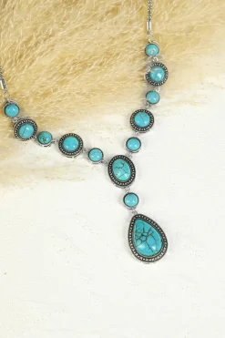 Outlet Dear-Lover Crackle Turquoise Water Drop Accent Necklace Green