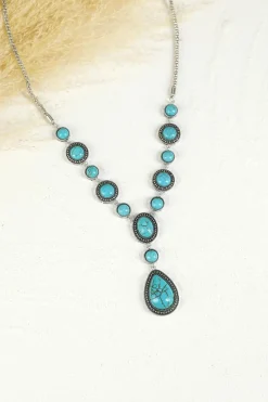 Outlet Dear-Lover Crackle Turquoise Water Drop Accent Necklace Green