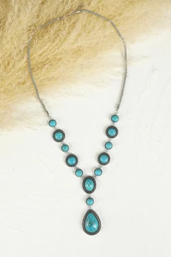 Outlet Dear-Lover Crackle Turquoise Water Drop Accent Necklace Green