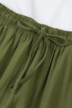 Clearance Dear-Lover Drawstring Elastic Waist Pockets Long Straight Legs Pants Green