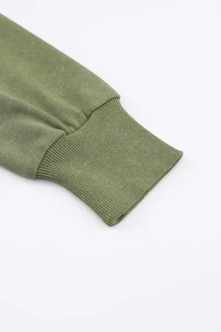 Best Dear-Lover Drop Shoulder Ribbed Trim Oversized Sweatshirt Green