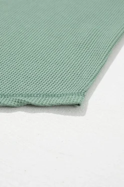 Best Dear-Lover Exposed Seam Half Sleeve Knitted V Neck Textured Top Green