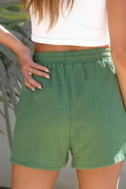 Fashion Dear-Lover Flap Pocket Casual Drawstring Shorts Green