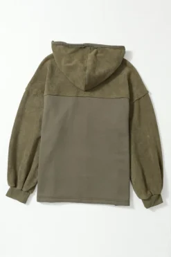 Online Dear-Lover Green Flap Pocket Drawstring Hood Zip Up Jacket Jungle Green
