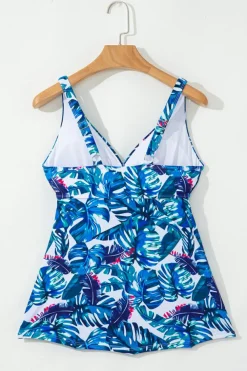 Hot Dear-Lover Floral Print Padded V Neck Tankini Top Green