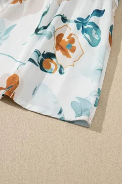 Discount Dear-Lover Floral Print Puff Sleeve V Neck Babydoll Blouse Green