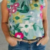 Hot Dear-Lover Floral Print Ruffle Trim Tank Top Green