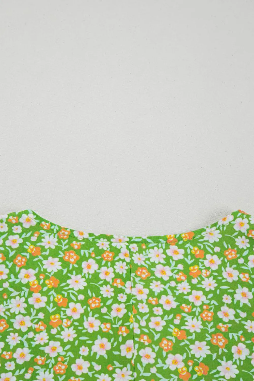 Online Dear-Lover Floral Print Ruffle Sleeve V Neck Blouse Top Green