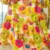 Best Dear-Lover Floral Print V Neck Puff Sleeve Summer Blouse Green