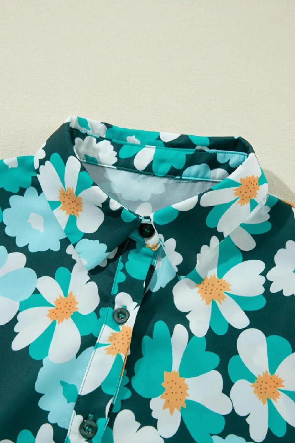Clearance Dear-Lover Green Floral Tiered Long Puff Sleeve Shirt Dress Blackish Green