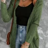 Discount Dear-Lover Front Pocket and Buttons Closure Cardigan Green