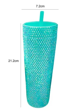 Fashion Dear-Lover Full Rhinestone Straw Cup 40oz Green
