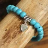 Best Dear-Lover Heart Pendant Turquoise Beads Western Bracelet Green