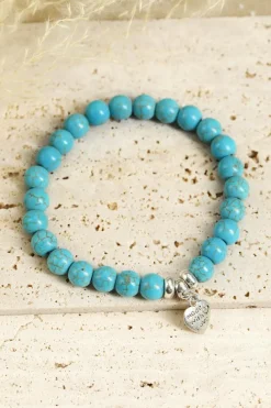 Best Dear-Lover Heart Pendant Turquoise Beads Western Bracelet Green