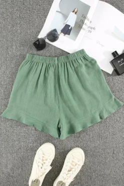 Best Dear-Lover High Waist Pocketed Ruffle Shorts Green